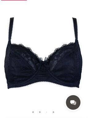 Pour Moi Flora Underwire Lace Bra 36E Black Sheer Mesh Lingerie NWT Sexy